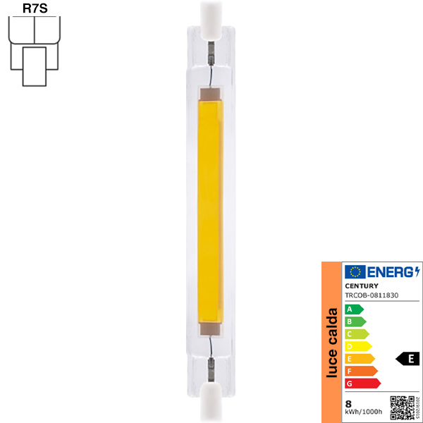 Century Lampadina LED Tre-D COB 220V 8W Attacco R7S MM118 3000K 1000LM - CENTURY ITALIA - Immagine 2